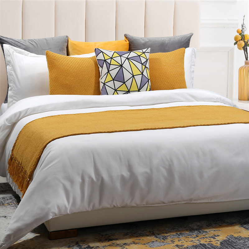 100 % Cotton 250tc Plain Sateen White Hotel Bedding Set