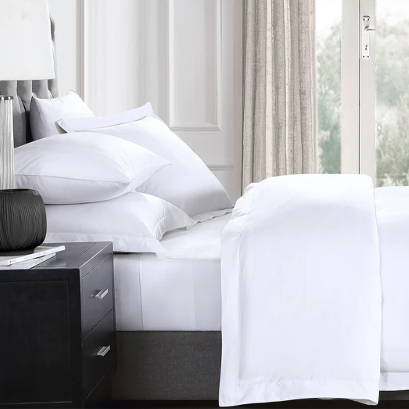 Bomull Vit Plain Weave 233 Trådräkning Hotellbäddskläder