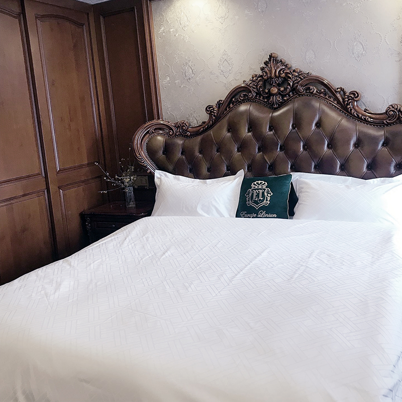 Snow White Pure Cotton 60s 330TC Sateen Jacquard Hotell Bäddkläder