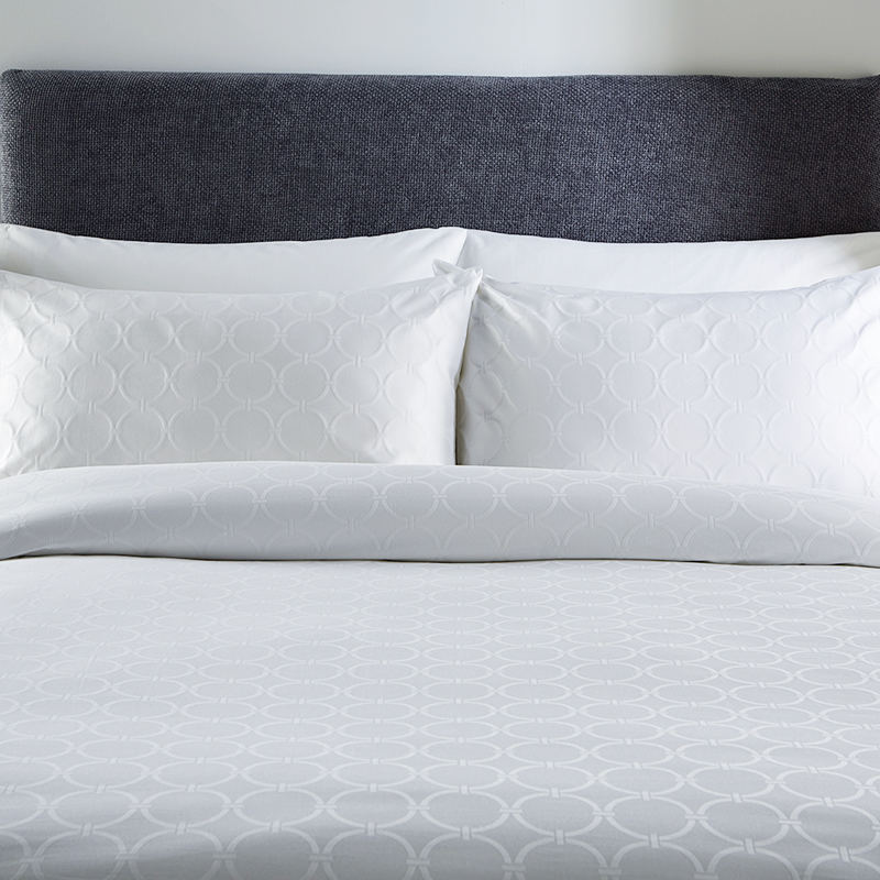 T250 Lång stapel bomull Vit cirkulär jacquard hotell sängkläder lakan