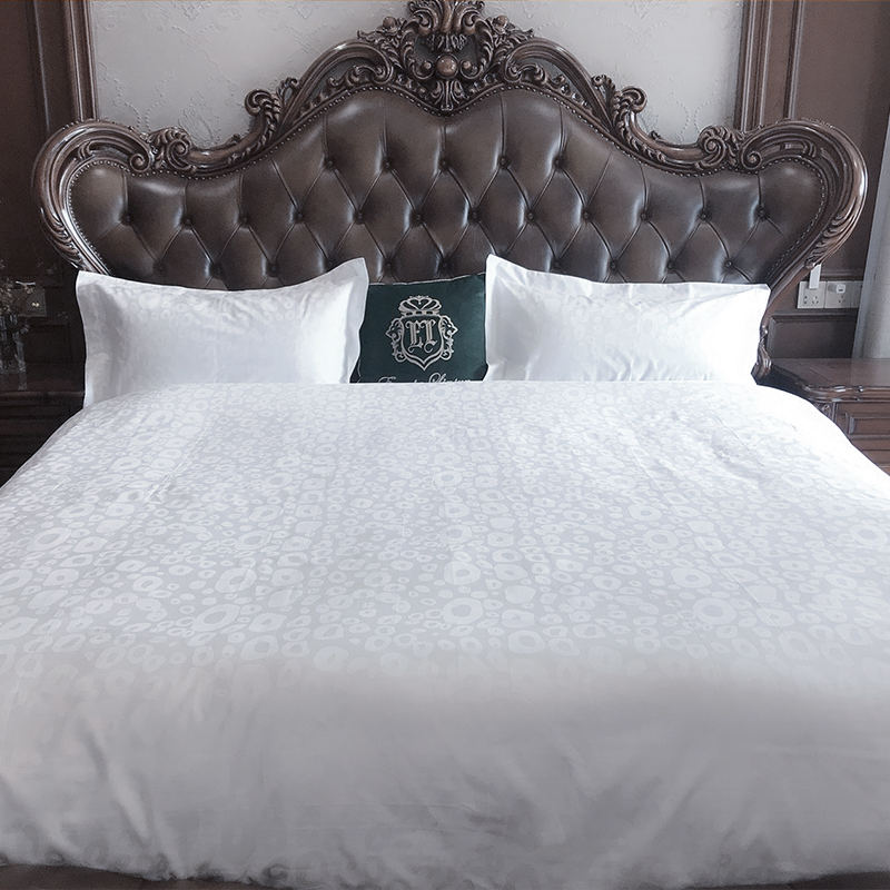 60 -talet Pure White Cotton T300 Hotel Jacquard sängkläder