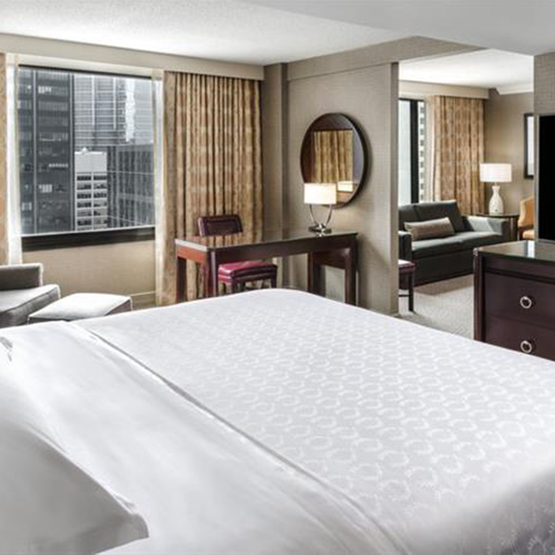 Vit 300 trådräkning Pure Cotton Sateen Jacquard Hotel Bedlesa Set