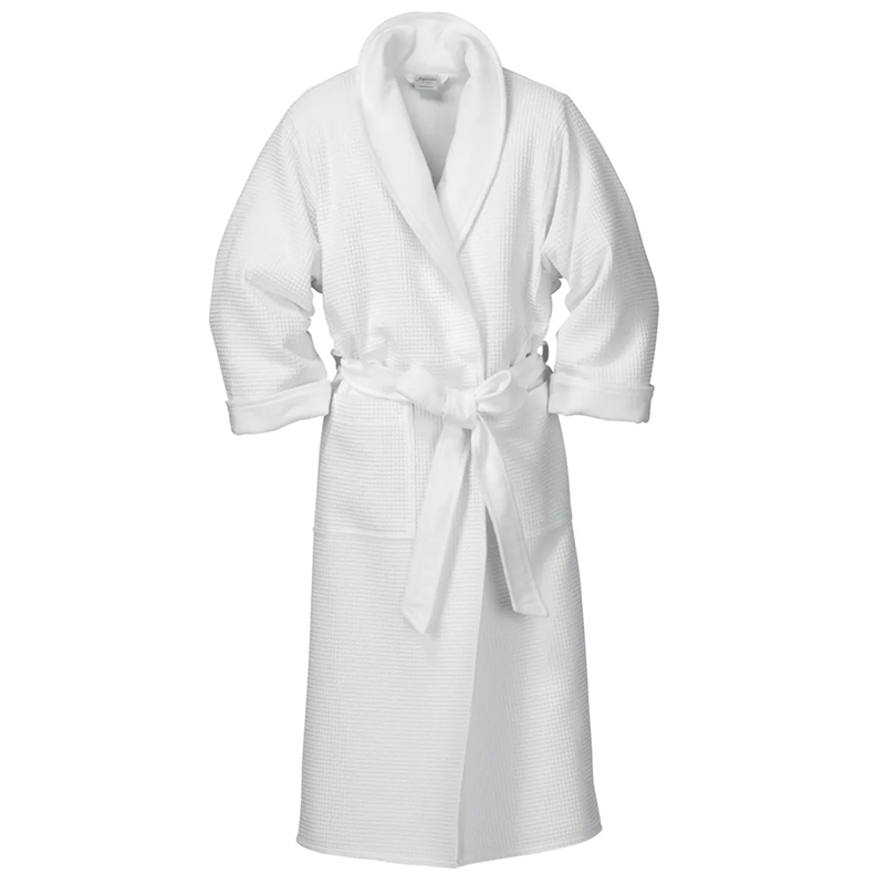 100 % bomullsvit 400 GSM dubbelskikt Terry Waffle Bathrobe för hotell