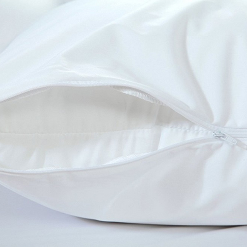 200TC Polycotton Plain White Boxered Pillow Protector Hotel