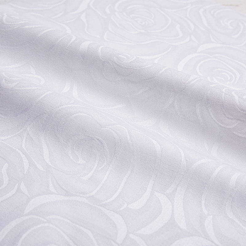 Bomullsvit hotell sängkläder tyg satin jacquard rosblomma